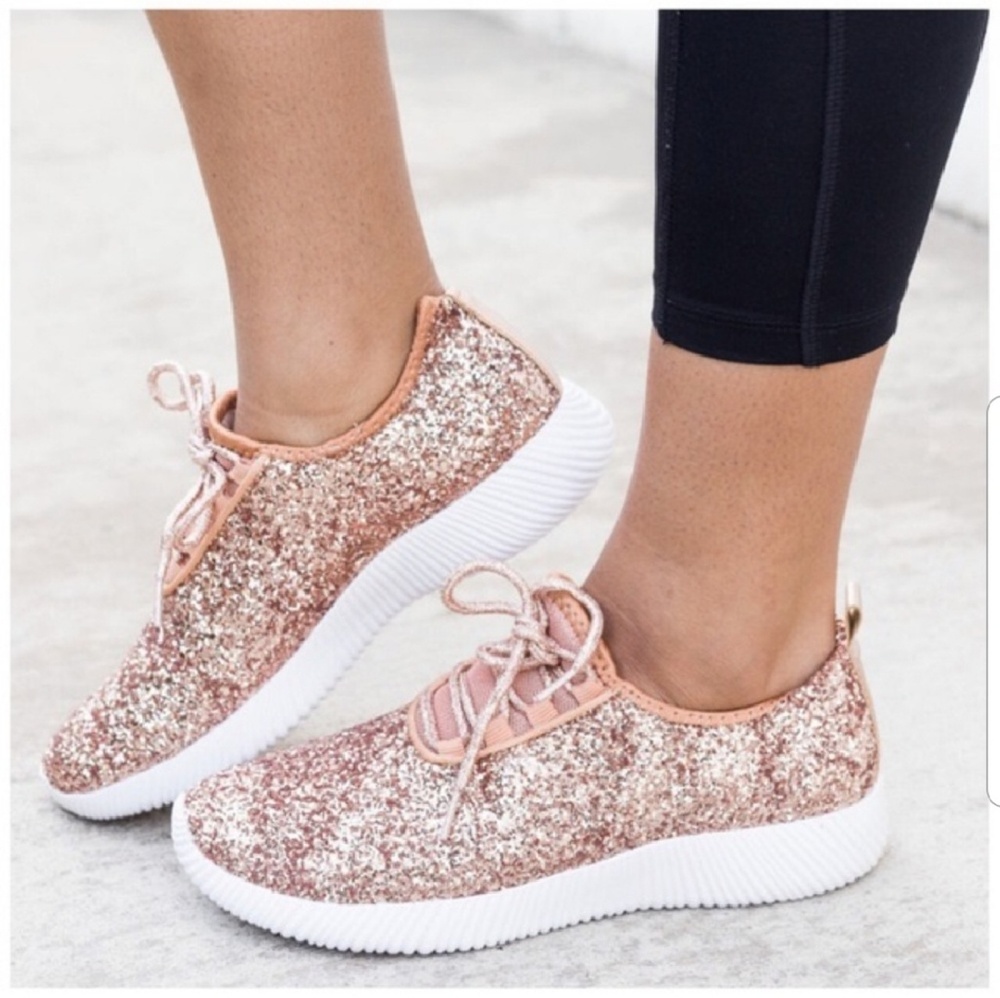 Rose gold glitter sneakers